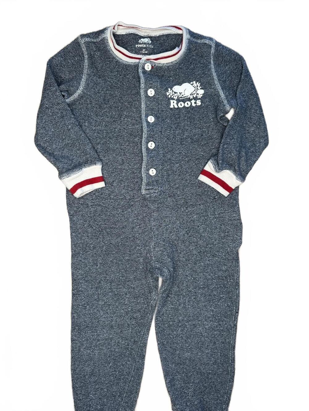 Roots Kids Gray Henley One-Piece 3-6M